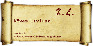 Köves Líviusz névjegykártya